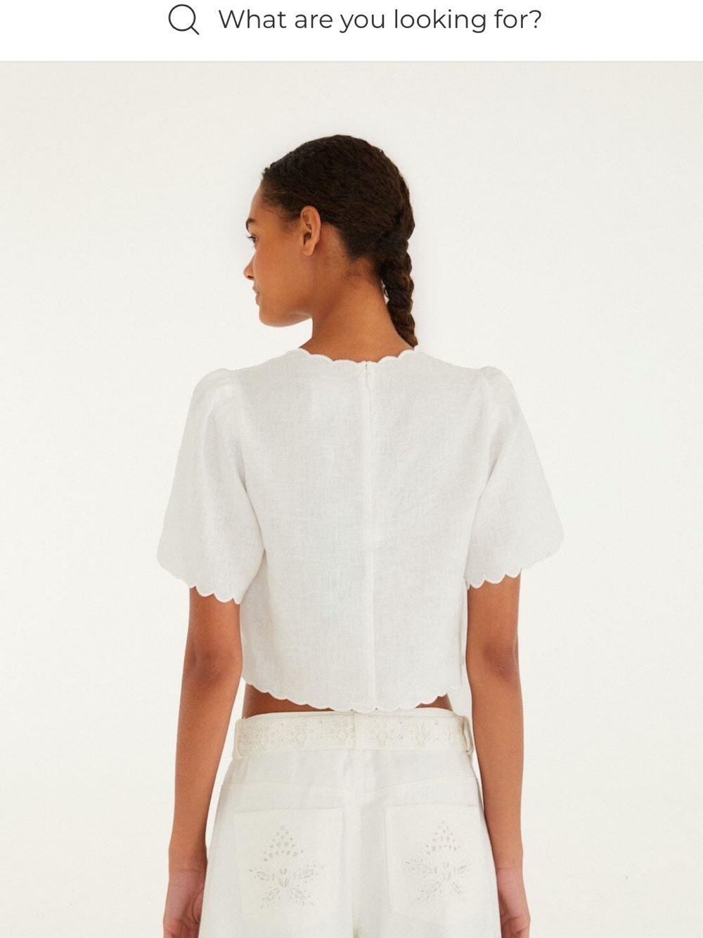 FARM Rio Off-White Roses Scalloped Artisanal Top - Picture 5 of 5